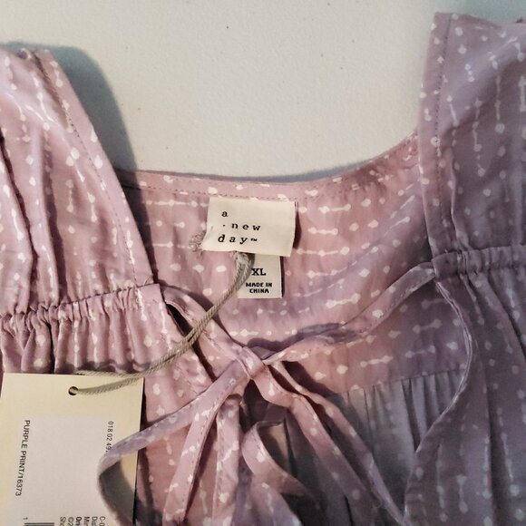 A New Day Dusty Pink Dotted Swiss Xl Sleeveless Babydoll Top With Bow - Picture 5 of 10